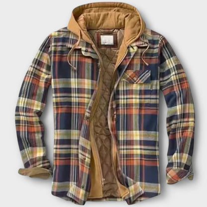 Heren Gevoerde Sherpa Houthakkersjas Geruit met Capuchon Blauw Oranje