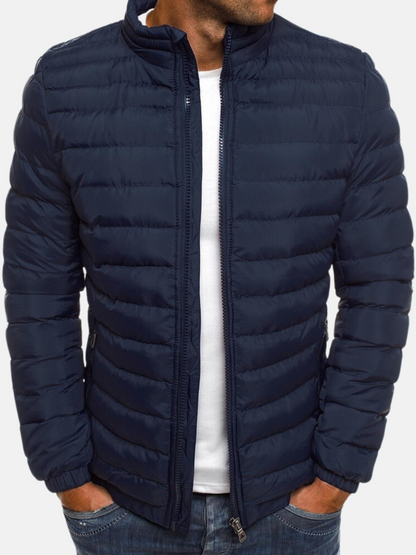 Heren Gewatteerde Jack Lichtgewicht en Slim Fit Marineblauw