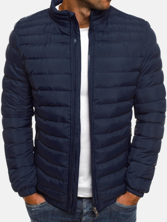 Heren Gewatteerde Jack Lichtgewicht en Slim Fit Marineblauw