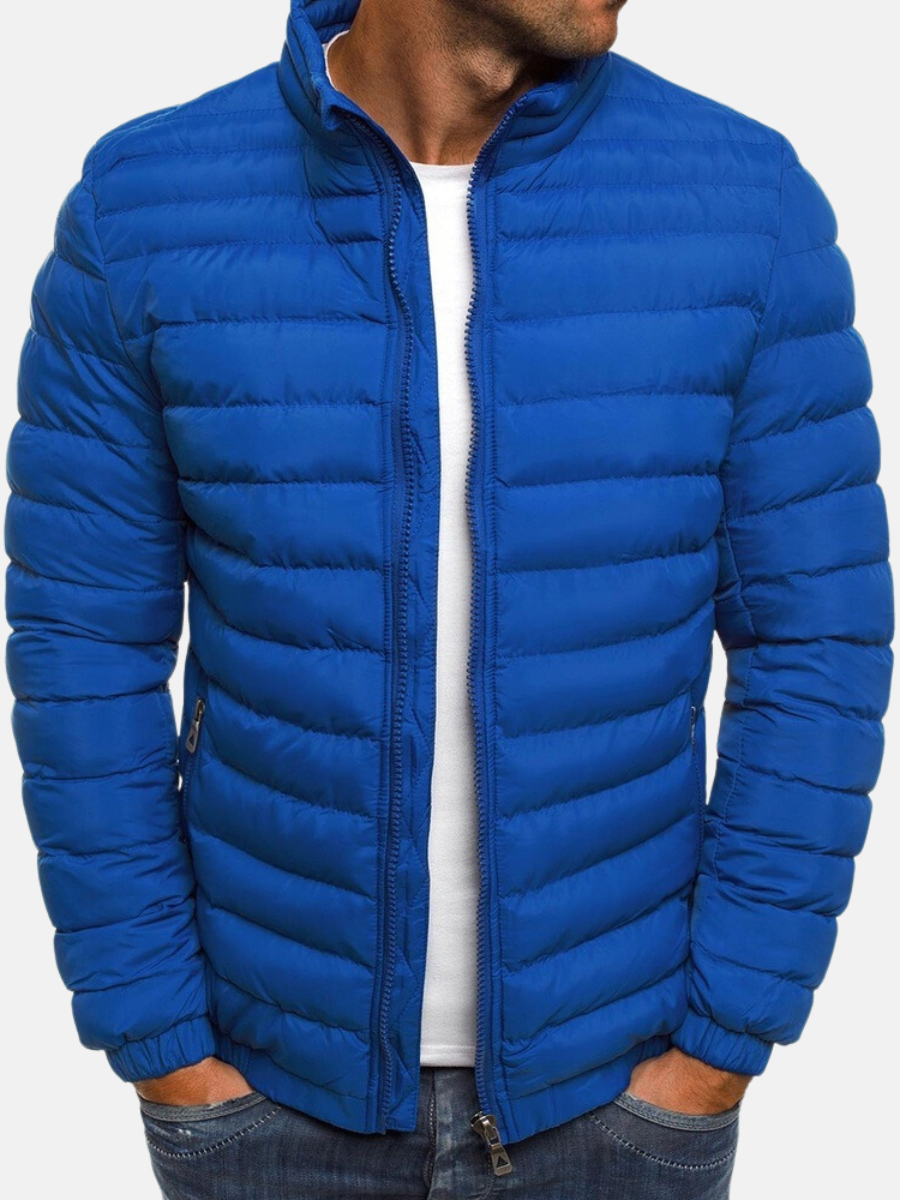 Heren Gewatteerde Jack Lichtgewicht en Slim Fit Blauw