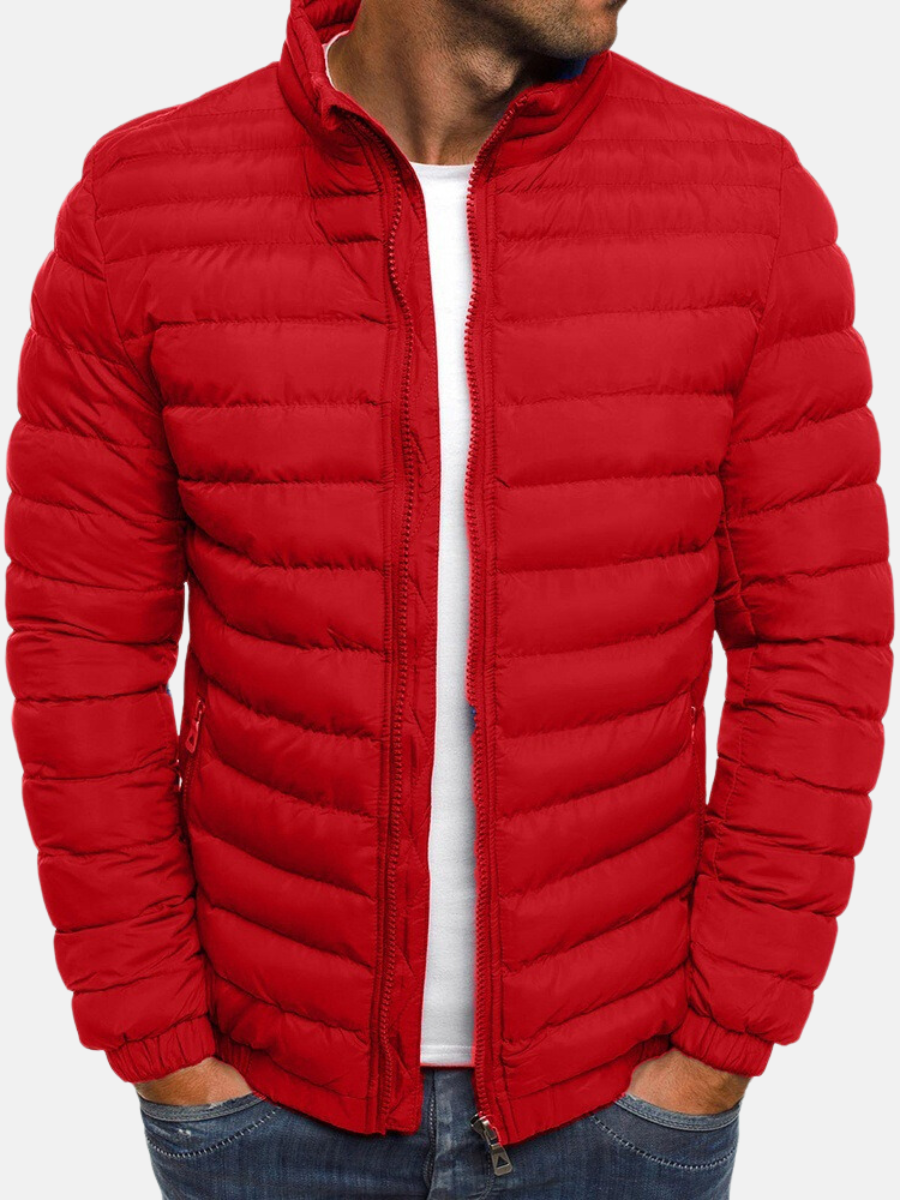 Heren Gewatteerde Jack Lichtgewicht en Slim Fit Rood