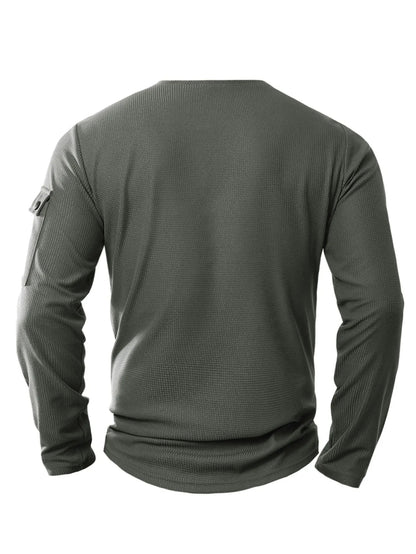 Heren Henley Shirt met Lange Mouwen en Knoopsluiting