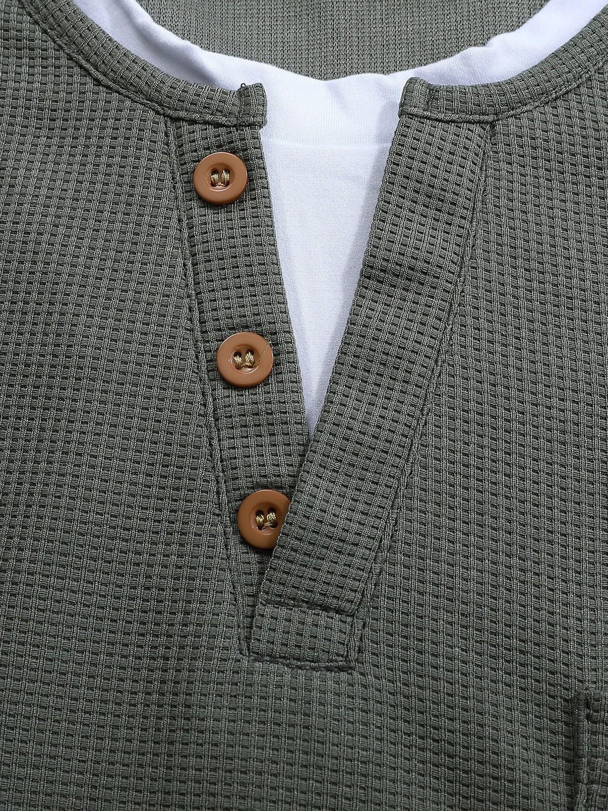 Heren Henley Shirt met Lange Mouwen en Knoopsluiting