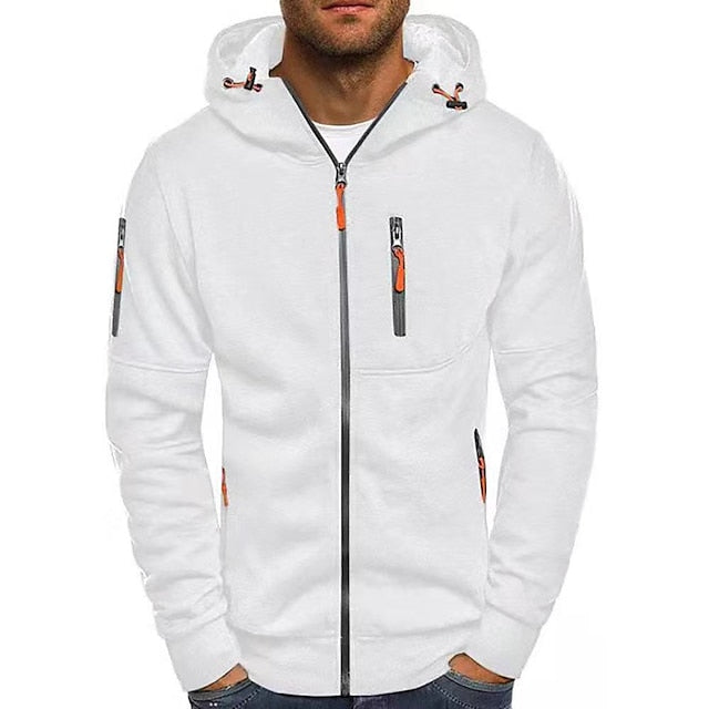 Heren Hoodie met Rits en Capuchon met Meerdere Zakken
