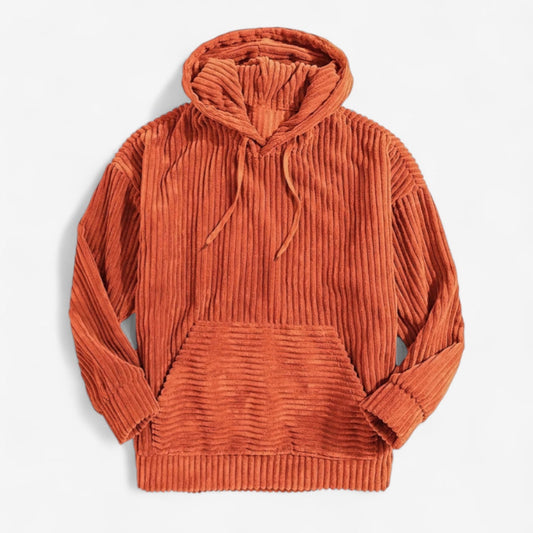 Heren Hoodie Ribstof Oranje