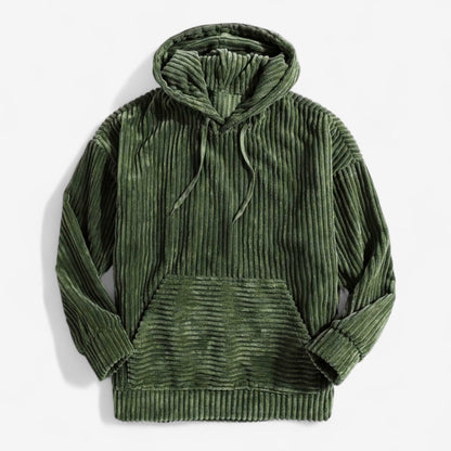 Heren Hoodie Ribstof Donkergroen