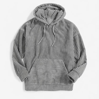 Heren Hoodie Ribstof Grijs