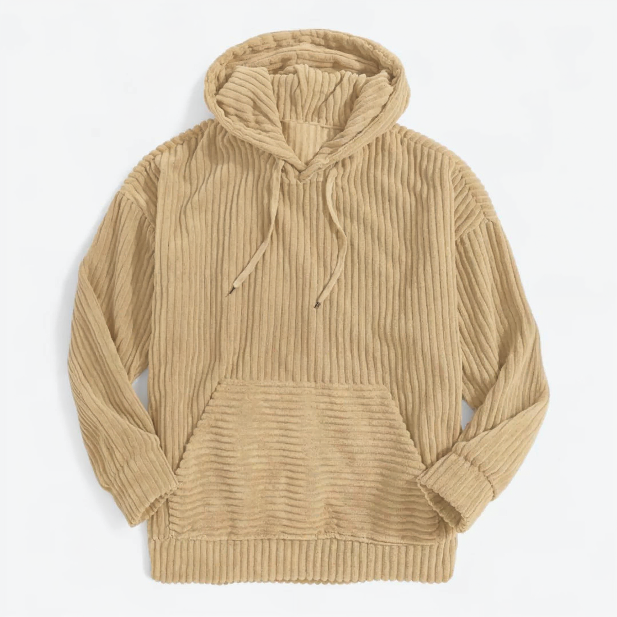 Heren Hoodie Ribstof Crème