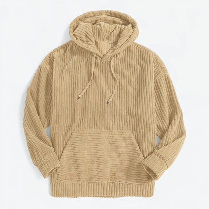 Heren Hoodie Ribstof Crème