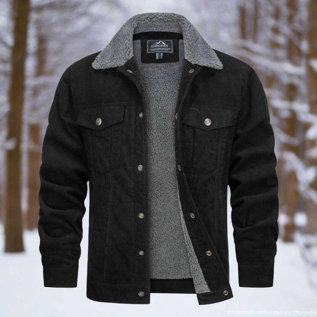 Heren Jack met Sherpa Voering en Kraag voor Herfst en Winter Zwart