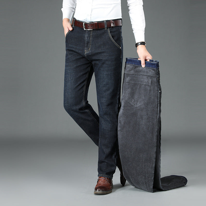 Heren Jeans met Rechte Pijpen en Gevoerde Binnenkant Zwart