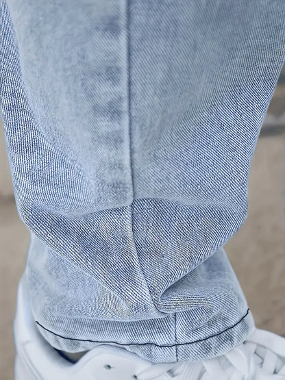 Heren Jeans met Rechte Pijpen en Lichte Wassing