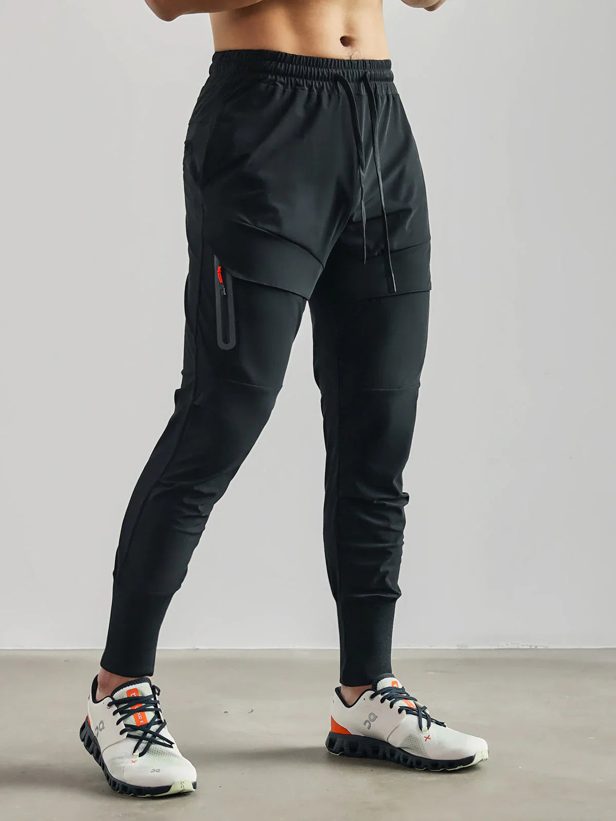 Heren Joggingbroek Slim Fit met Zijzakken en Elastische Enkelbanden Zwart