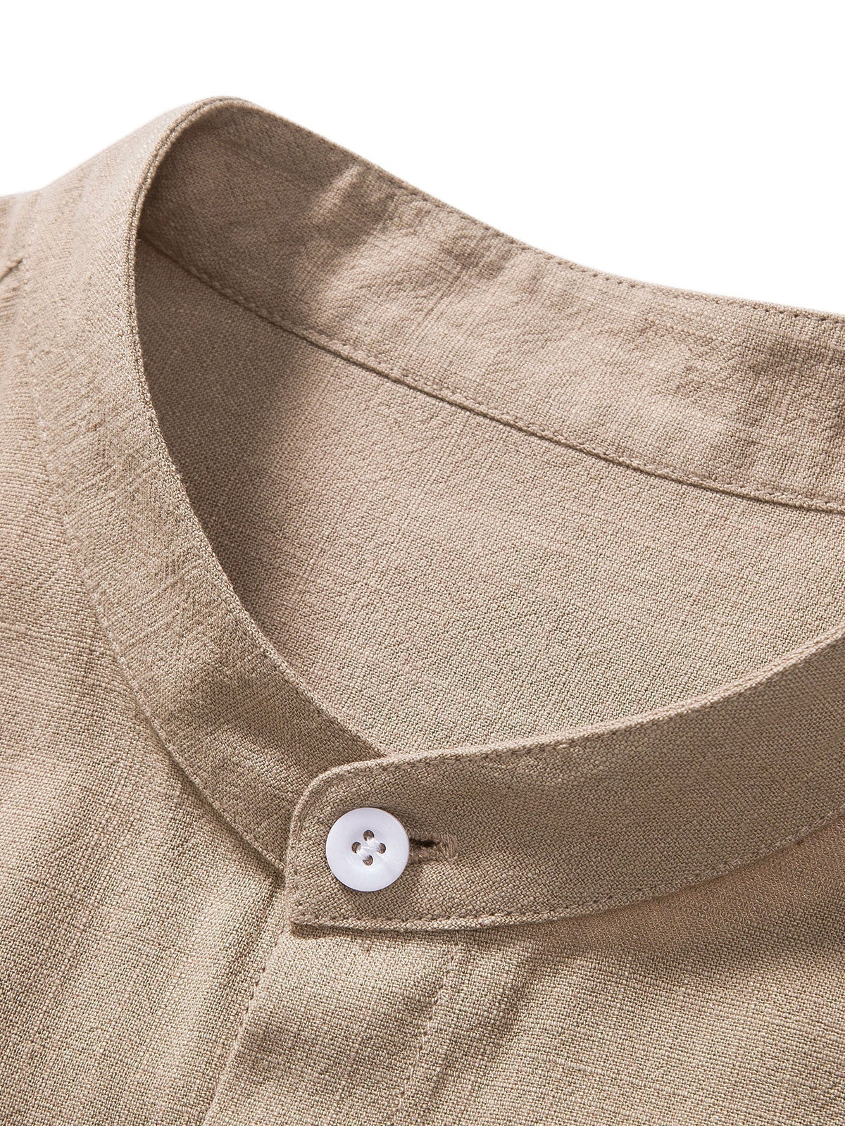 Heren Kleding Set Shirt Korte Mouw met Staande Kraag en Broek met Trekkoord