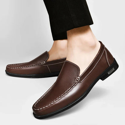 Heren Loafers Instappers met Naaïdetails en Blokzool