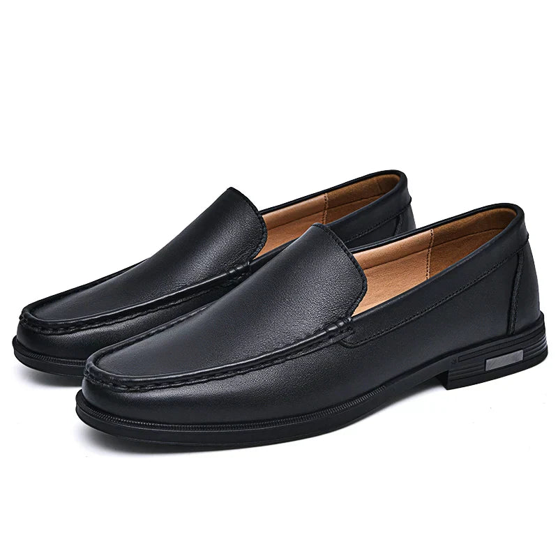 Heren Loafers Instappers met Naaïdetails en Blokzool
