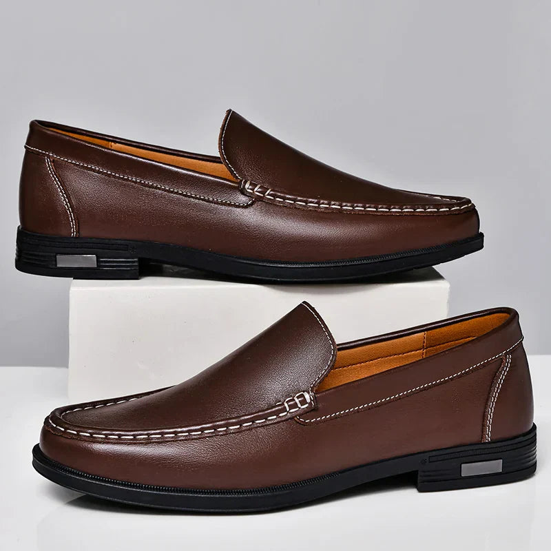 Heren Loafers Instappers met Naaïdetails en Blokzool