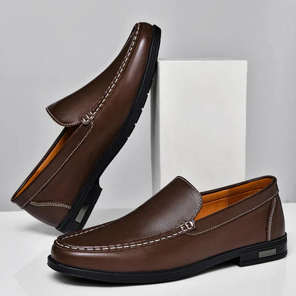 Heren Loafers Instappers met Naaïdetails en Blokzool
