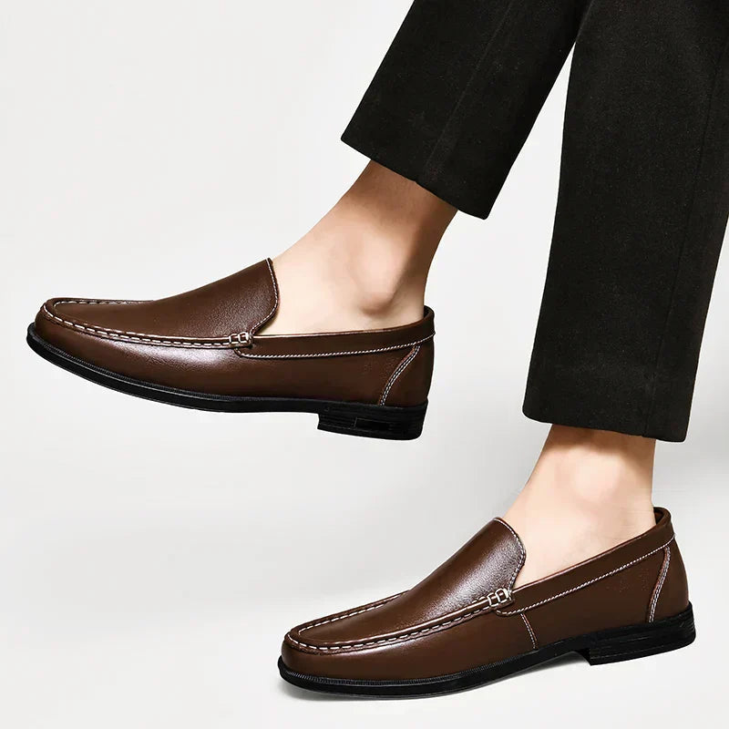 Heren Loafers Instappers met Naaïdetails en Blokzool