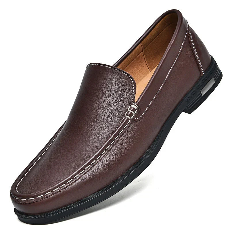 Heren Loafers Instappers met Naaïdetails en Blokzool