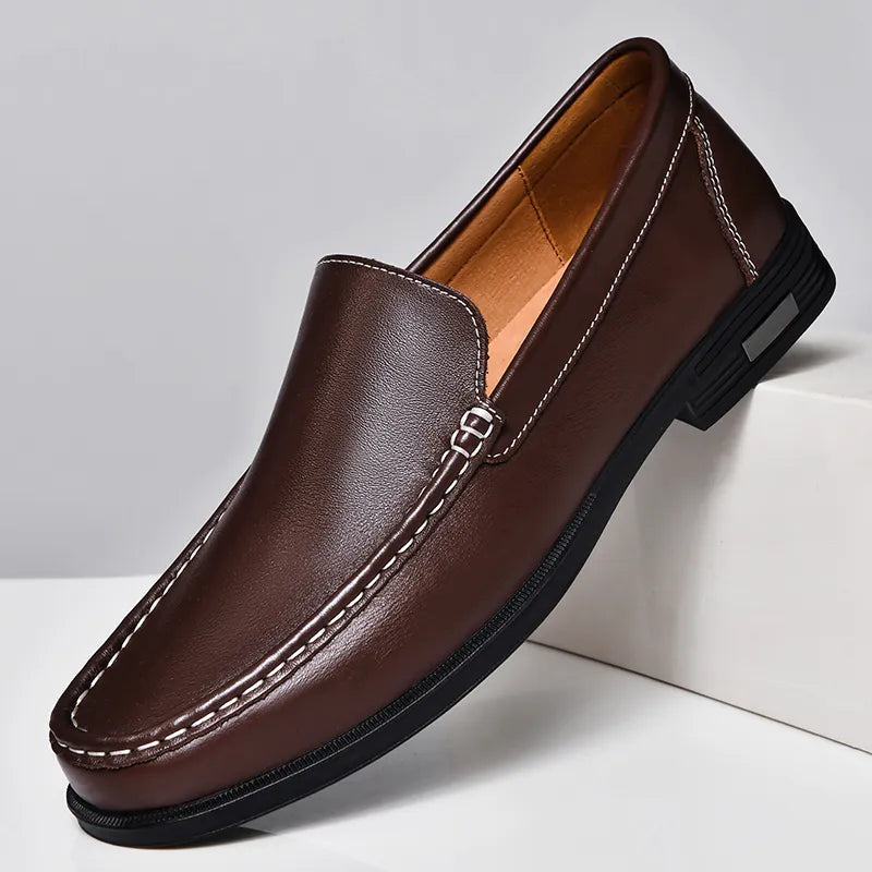 Heren Loafers Instappers met Naaïdetails en Blokzool