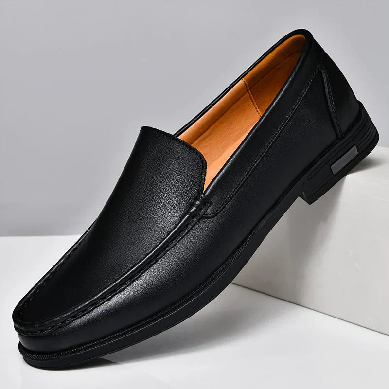 Heren Loafers Instappers met Naaïdetails en Blokzool