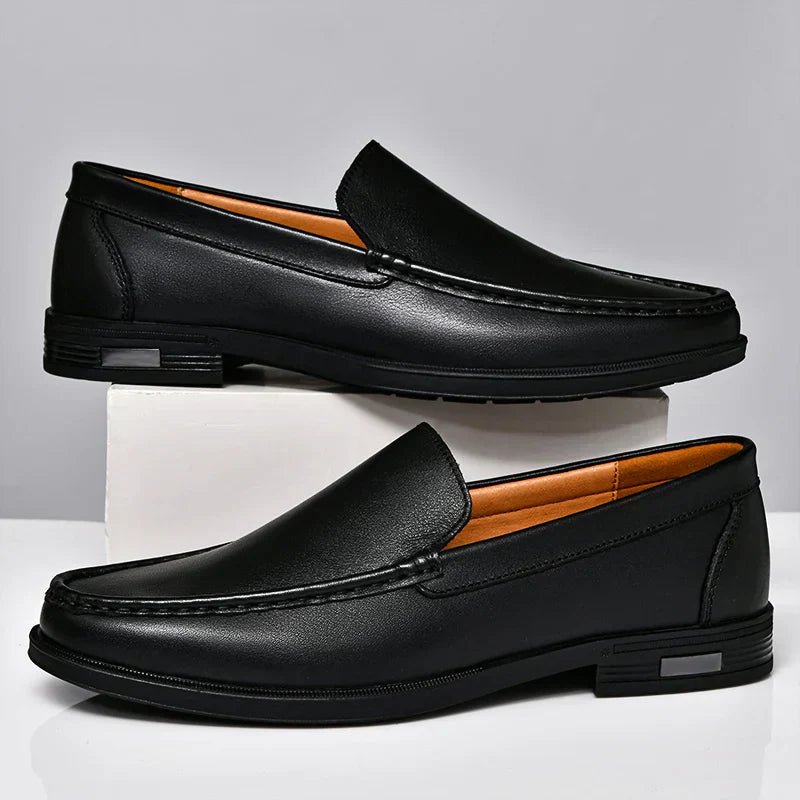 Heren Loafers Instappers met Naaïdetails en Blokzool