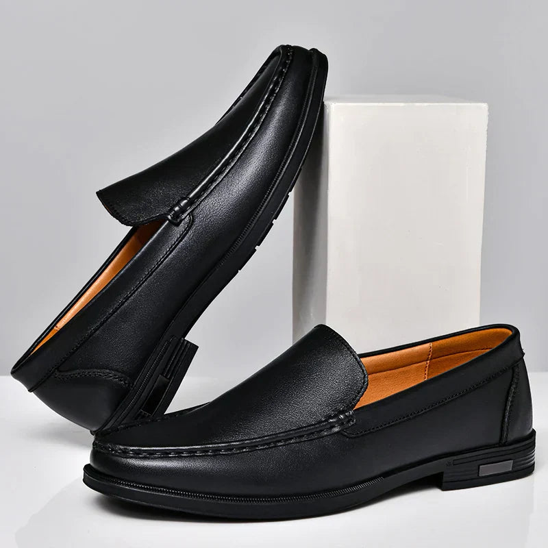 Heren Loafers Instappers met Naaïdetails en Blokzool