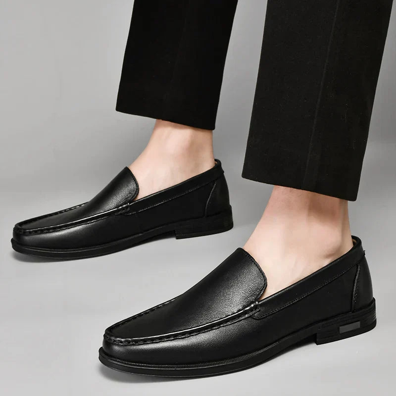 Heren Loafers Instappers met Naaïdetails en Blokzool