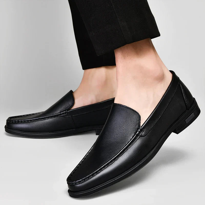 Heren Loafers Instappers met Naaïdetails en Blokzool