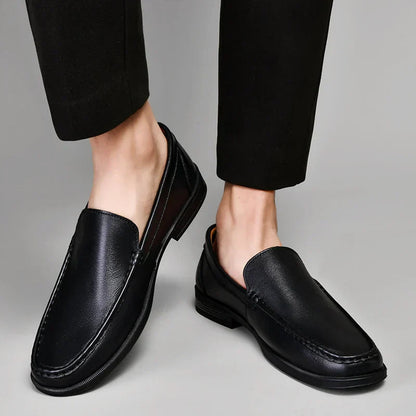 Heren Loafers Instappers met Naaïdetails en Blokzool