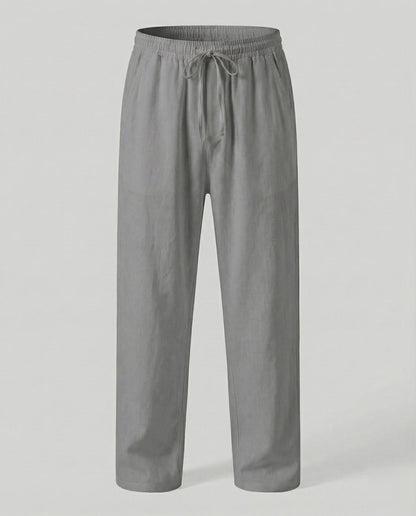 Heren Lounge Broek met Elastische Taille en Trekkoord Donkergrijs