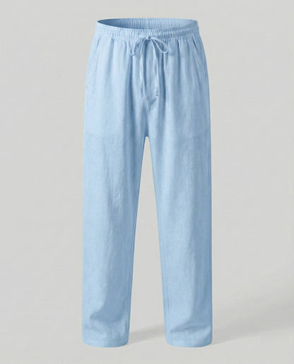 Heren Lounge Broek met Elastische Taille en Trekkoord Lichtblauw
