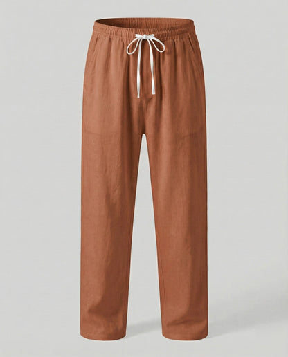 Heren Lounge Broek met Elastische Taille en Trekkoord Oranje
