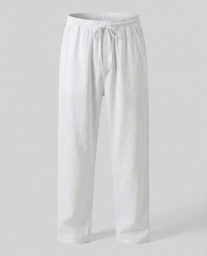 Heren Lounge Broek met Elastische Taille en Trekkoord Wit
