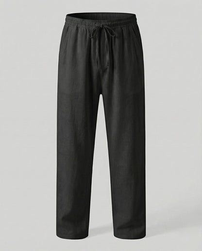 Heren Lounge Broek met Elastische Taille en Trekkoord Zwart