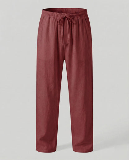Heren Lounge Broek met Elastische Taille en Trekkoord Bordeaux