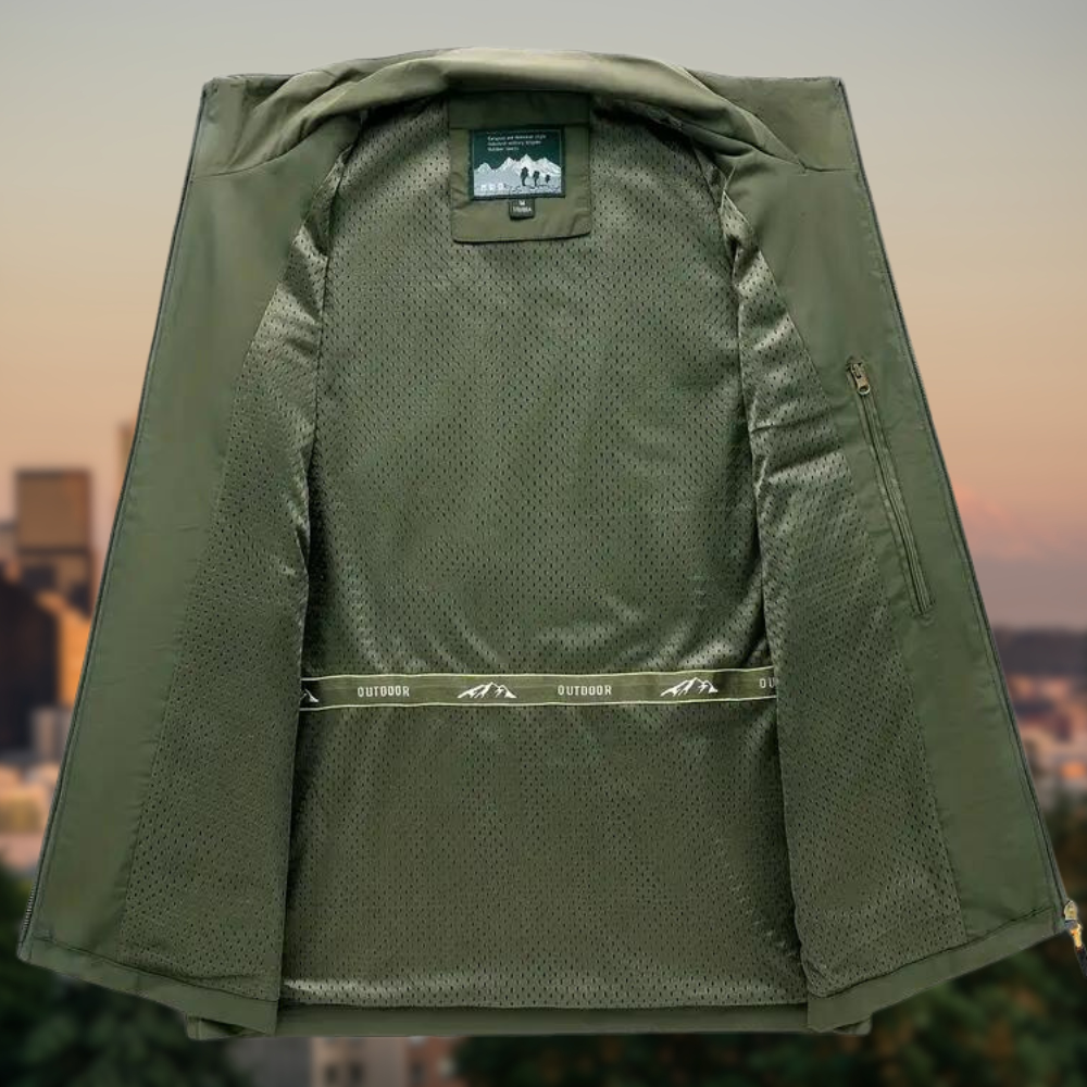 Heren Outdoor Vest met Ritssluiting en Functionele Zakken voor Casual Comfort