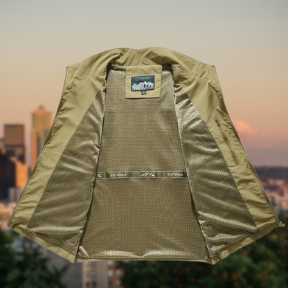 Heren Outdoor Vest met Ritssluiting en Functionele Zakken voor Casual Comfort