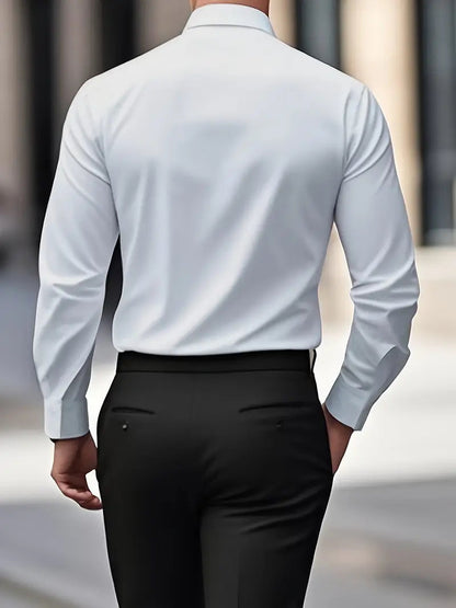 Heren Overhemd Slim Fit met Lange Mouwen en Kentkraag