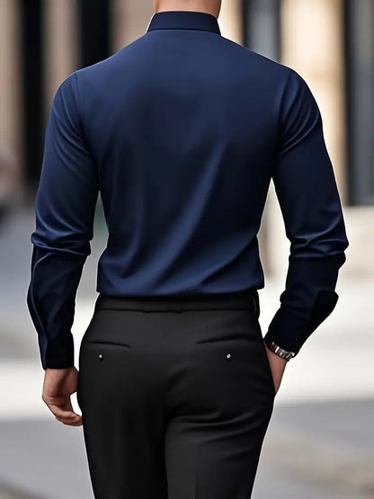 Heren Overhemd Slim Fit met Lange Mouwen en Kentkraag