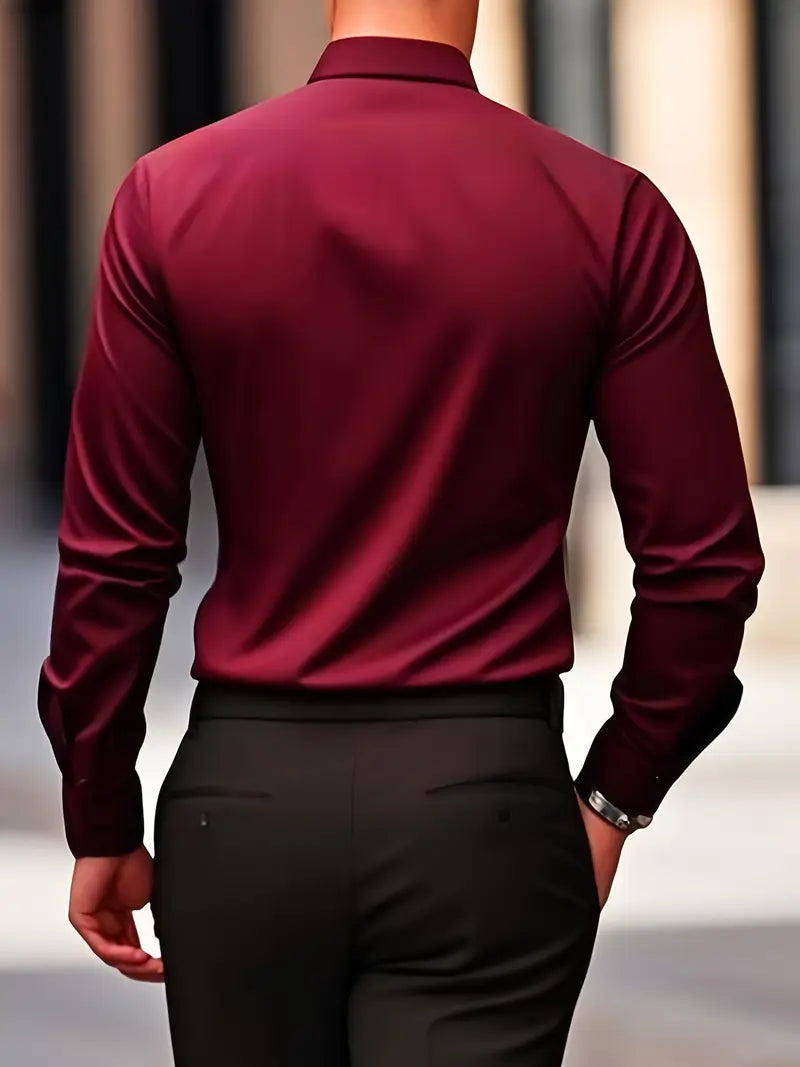 Heren Overhemd Slim Fit met Lange Mouwen en Kentkraag
