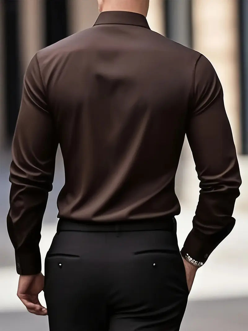 Heren Overhemd Slim Fit met Lange Mouwen en Kentkraag