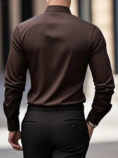 Heren Overhemd Slim Fit met Lange Mouwen en Kentkraag