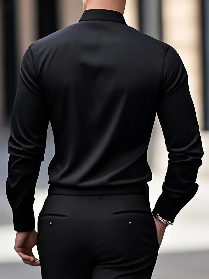 Heren Overhemd Slim Fit met Lange Mouwen en Kentkraag