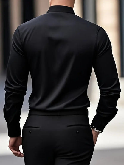Heren Overhemd Slim Fit met Lange Mouwen en Kentkraag
