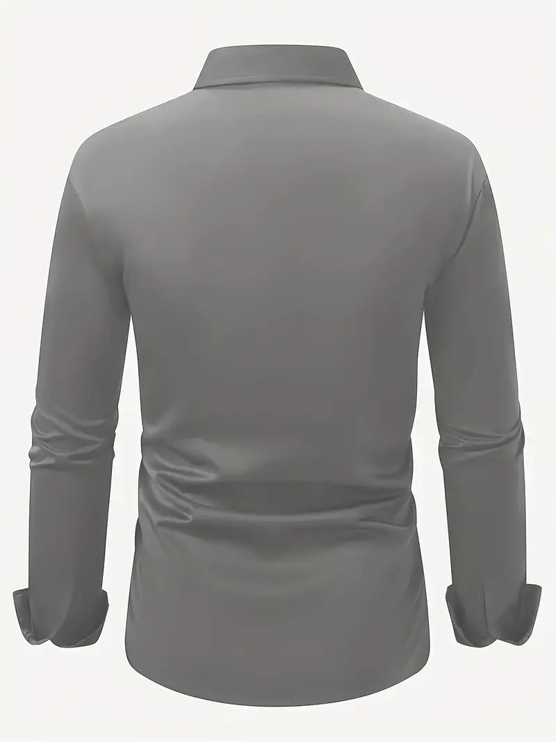 Heren Overhemd Slim Fit met Lange Mouwen en Kentkraag