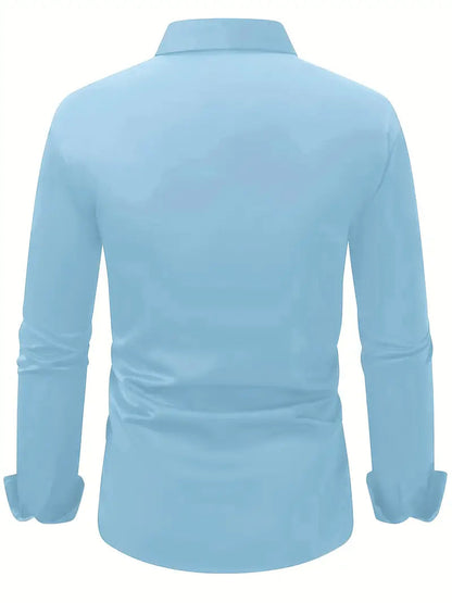 Heren Overhemd Slim Fit met Lange Mouwen en Kentkraag