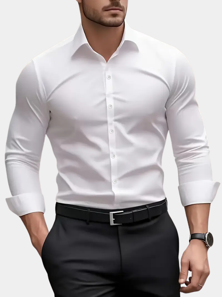 Heren Overhemd Slim Fit met Lange Mouwen en Kentkraag