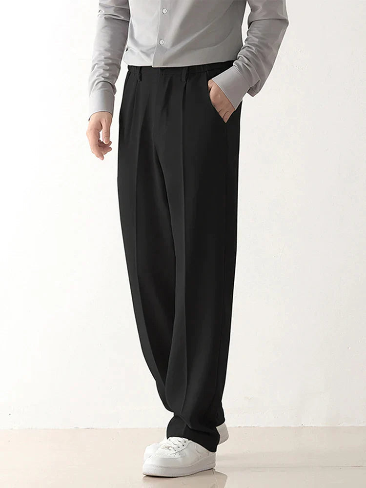 Heren Pantalon met Draped Design en Tailored Fit Zwart